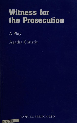 Witness for the prosecution, a play in three acts cover