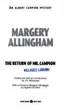 The return of Mr. Campion cover