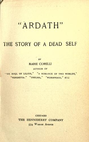 Ardath, the story of a dead self cover