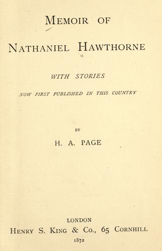 Memoir of Nathaniel Hawthorne with stories cover