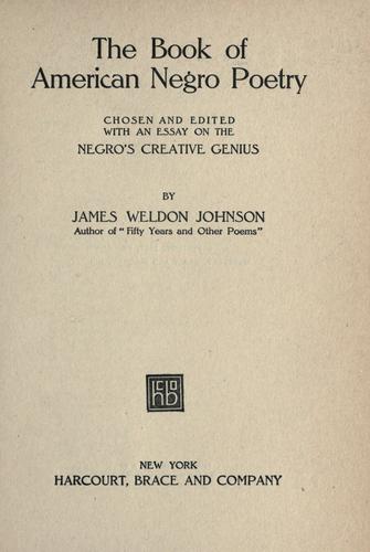 The Book of American Negro Poetry cover