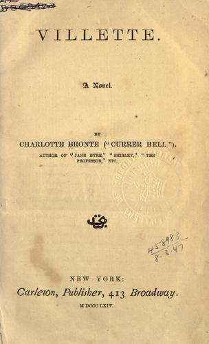 Villette, a novel cover