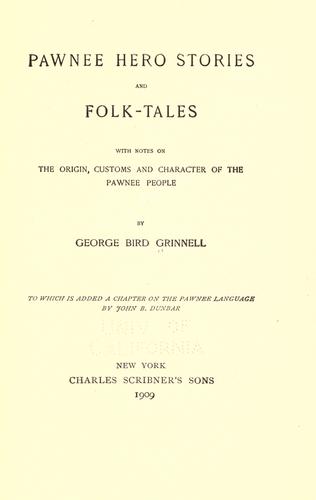 Pawnee Hero Stories and Folk-tales cover
