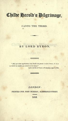 Childe Harold's pilgrimage cover