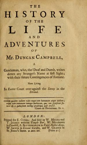 The history of the life and adventures of Mr. Duncan Campbell cover