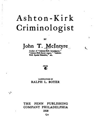 Ashton-Kirk, criminologist cover