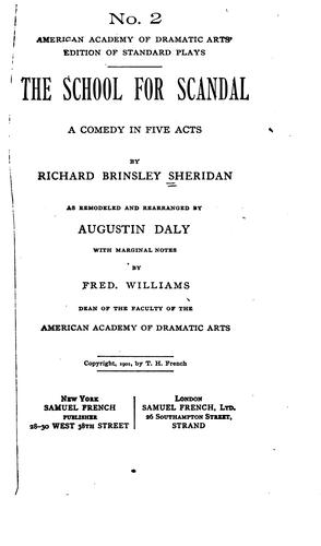 The school for scandal, 1780 cover