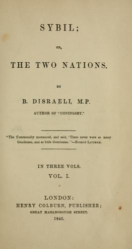 Sybil or the Two Nations cover