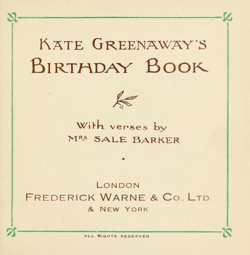 Kate Greenaway's birthday book cover