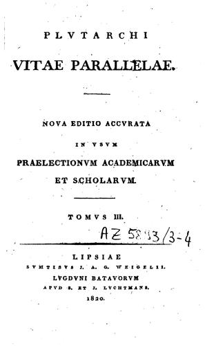 Plutarchi Vitae parallelae cover