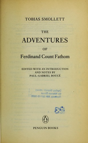 The adventures of Ferdinand Count Fathom cover