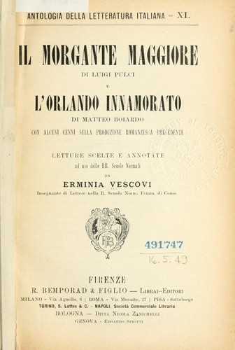 Orlando innamorato di Bojardo cover