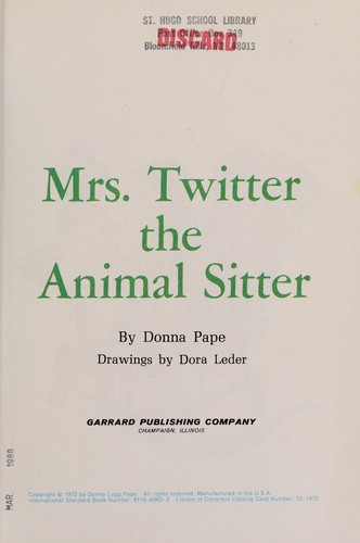Mrs. Twitter the animal sitter cover