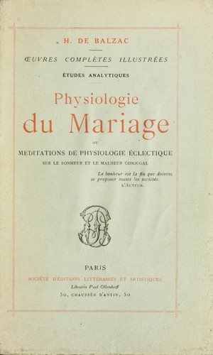 Physiologie du mariage cover