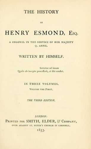 History of Henry Esmond, Esq cover