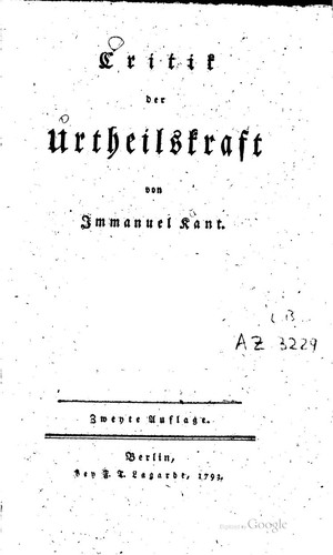 Kritik der Urteilskraft cover